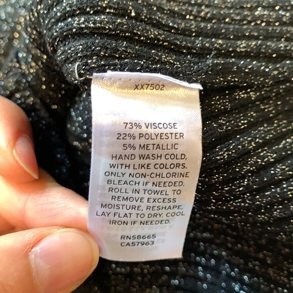 NWOT Open Edit | Ribbed Cut Out Black Silver Long Sleeve Mini Dress - Picture 6 of 8